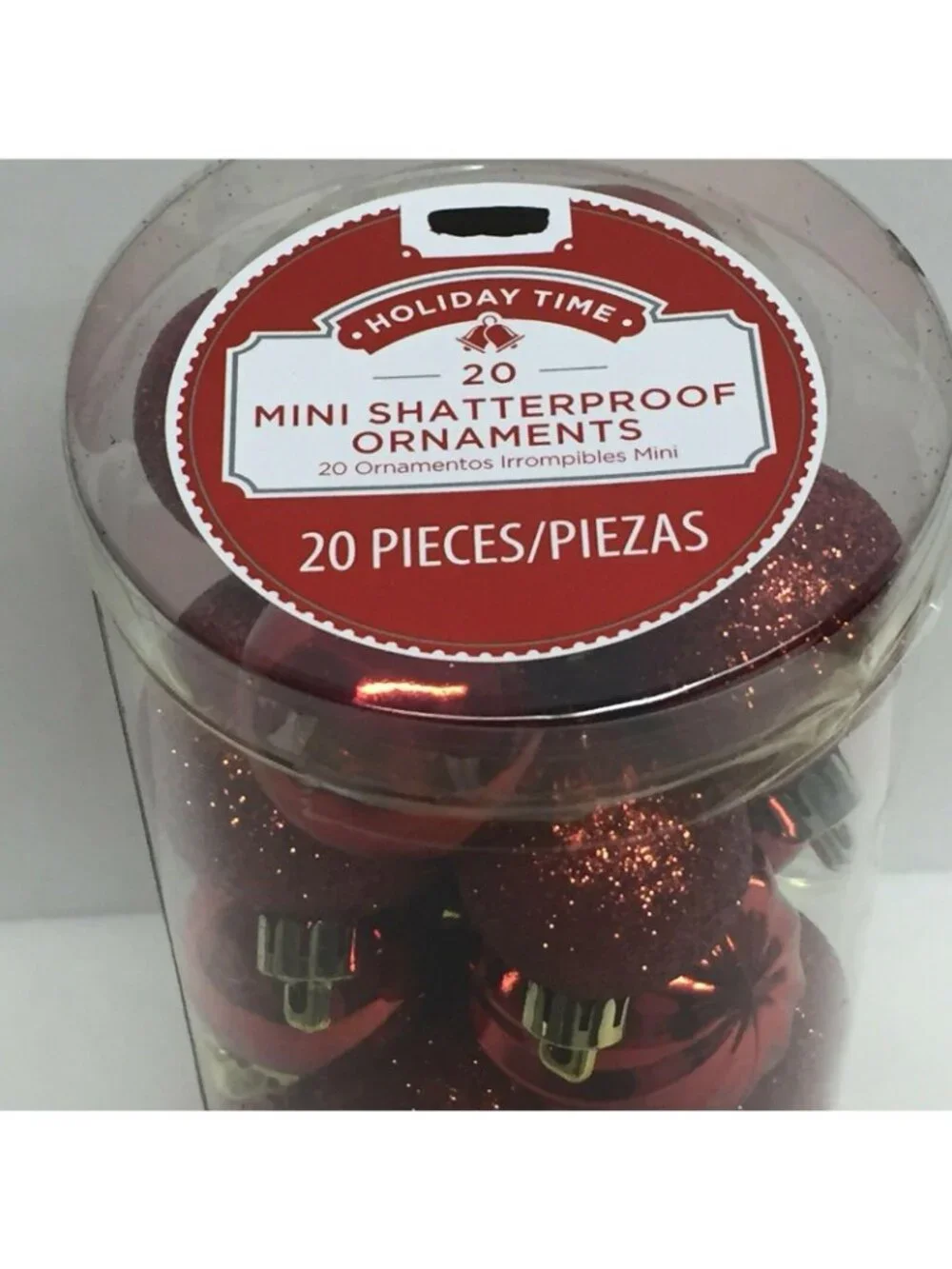 Holiday 20 Red Mini Shatterproof Ball Glitter Shiny Matt Christmas Ornaments